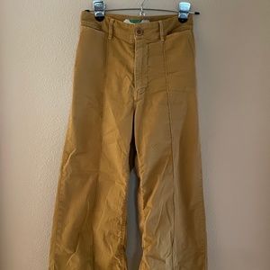 Mustard High-Rise Wide-Leg Pants